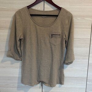 Sonoma Women's Long Sleeve Tan Top with Zipper Pocket